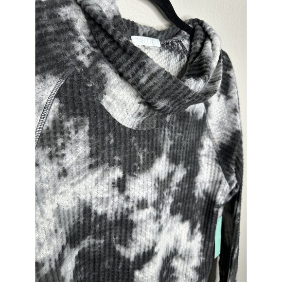 NEW Abound Pullover Sweater Womens XS Black White Tie Dye Cowl Neck Soft Ribbed - Picture 4 of 6